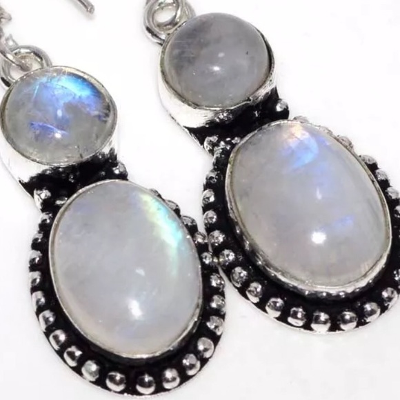 Rainbow moonstone earrings - Picture 2 of 2